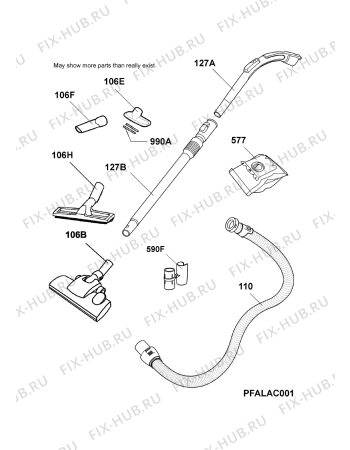 Взрыв-схема пылесоса Aeg Electrolux ASC69FD2 - Схема узла Accessories